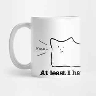 Simple Minimal Cat Neko Aesthetic Funny Meme Word Joke Black and White Art Mug